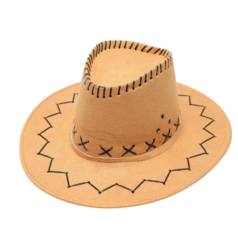 Faux Leather Suede Western cowboy Hat for Men Women Fedora Outdoor Wide Brim For Beach Travel Vacation Party Cosplay Cap Gifts
