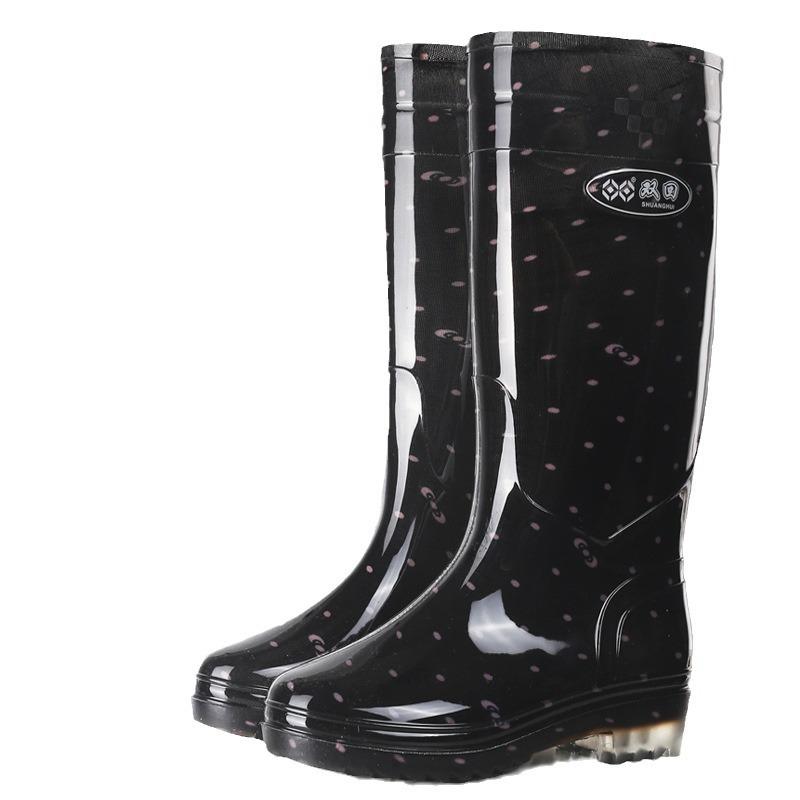 High tube rain shoes women's long tube printing women's work water shoes non-slip and wear-resistant PVC rain boots women's fashion