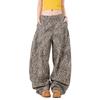 Jeans Lunghi da Donna Vintage Lavati con Stampa Leopardata Vestibilità Rilassata