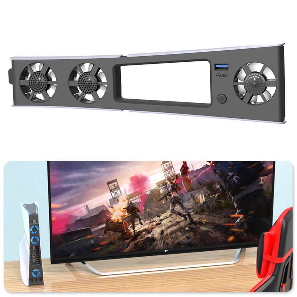 Quiet Cooler Fan for PS5 Slim Console with Adjustable Speed Silent Enhanced Cooling Fan with LED Lights for Playstation 5 Slim