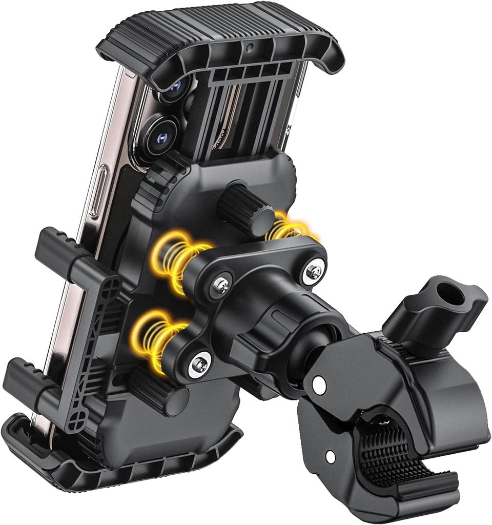 Bike Phone Holder for Handlebar, Motorcycle Phone Mount, Shock Absorbing Anti-Shake Phone Mount for Bike Scooter Motorcycle