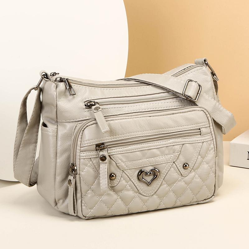 Women's Crossbody Bag Soft Leather Shoulder Bag Middle-Aged Mother Bag