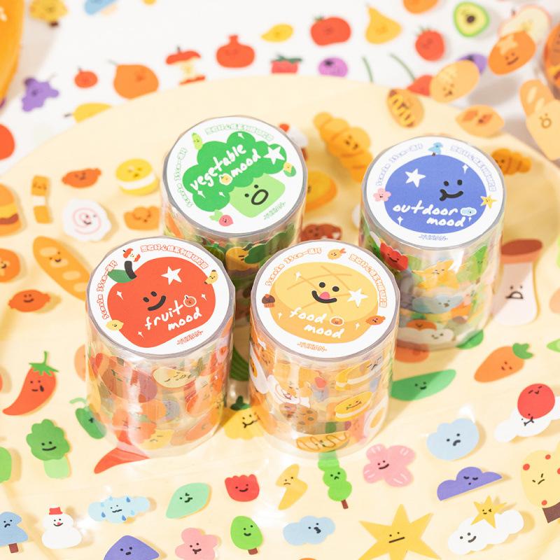 1-Roll Cute Cartoon Tape Stickers, Adorable Character Patterns, for Journal Decoration & Scrapbooking