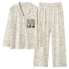 Pajamas Women's Pure Cotton Spring and Autumn 1011 New Women's Long-sleeved Pants Loungewear Korean Cotton Suit Can Be Worn Outside
