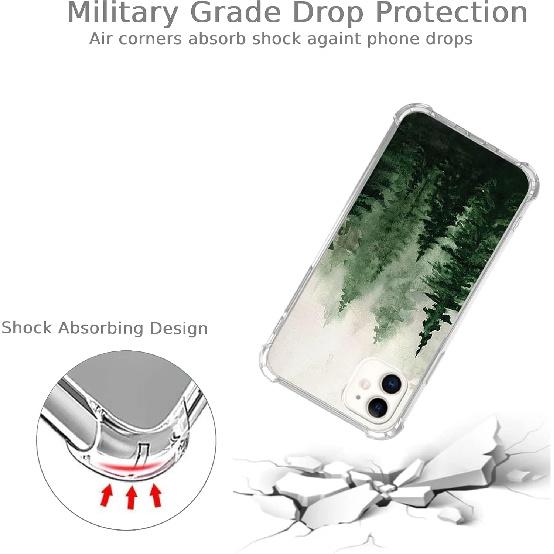 Watercolor Tree Spruce Case Compatible with iPhone 11, Green Forest Nature Art Case for iPhone 11 for Teen Men Women, Trendy Cool TPU Bumper Case