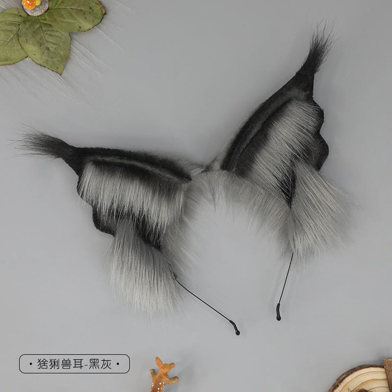 Handmade Plush Animal Ear Headband Cosplay Anime Convention - Lynx Cat Ears Hair Accessory In Sweet Kawaii Style