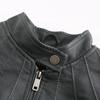 Women's Slim Leather Stand-Up Collar Zipper Stitching Solid Color Jacket