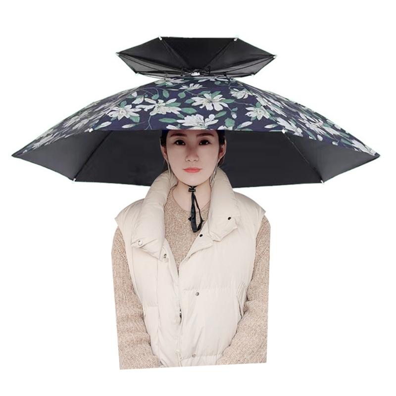 Umbrella Caps with Headband, Water Proof Foldable Umbrella Hat Head Umbrella Hat Fishing Umbrella Hat, Rain Umbrella Hat
