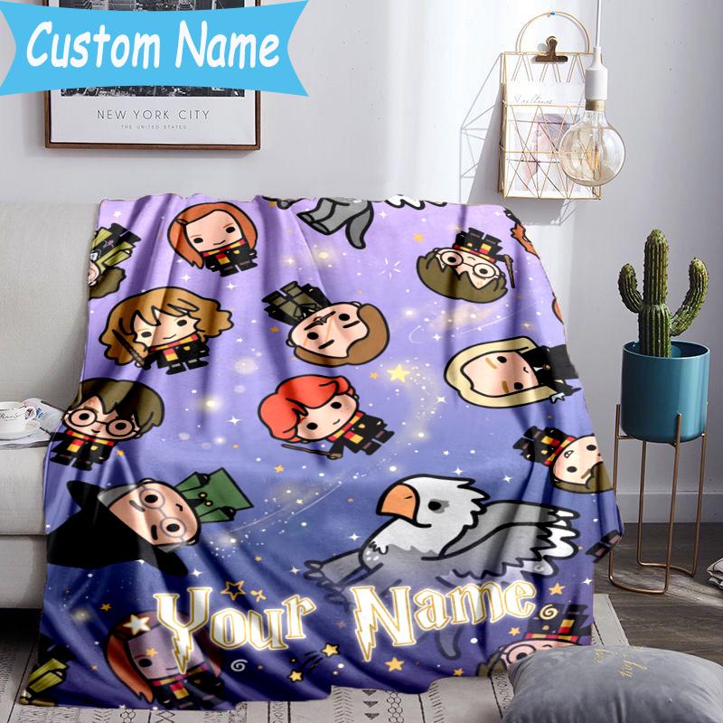 Custom Name Magic Academy Blanket Flannel Blanket for Camping, Hiking, Garden Parties, Picnic Essentials,gift for family and friend