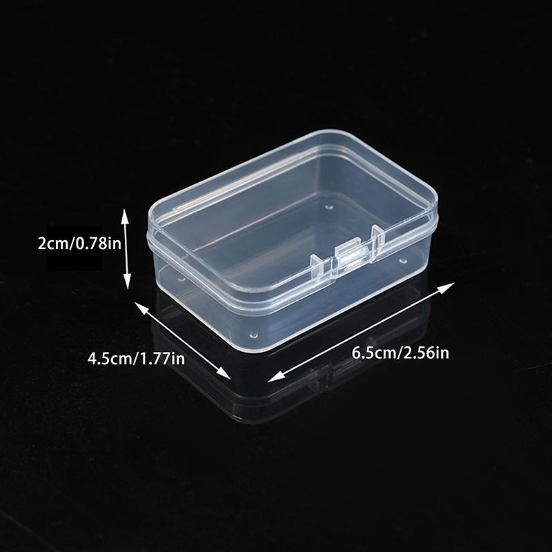 10Pcs Rectangular Transparent Plastic Box Jewelry Card Stationery Storage Box Small Item Storage Box