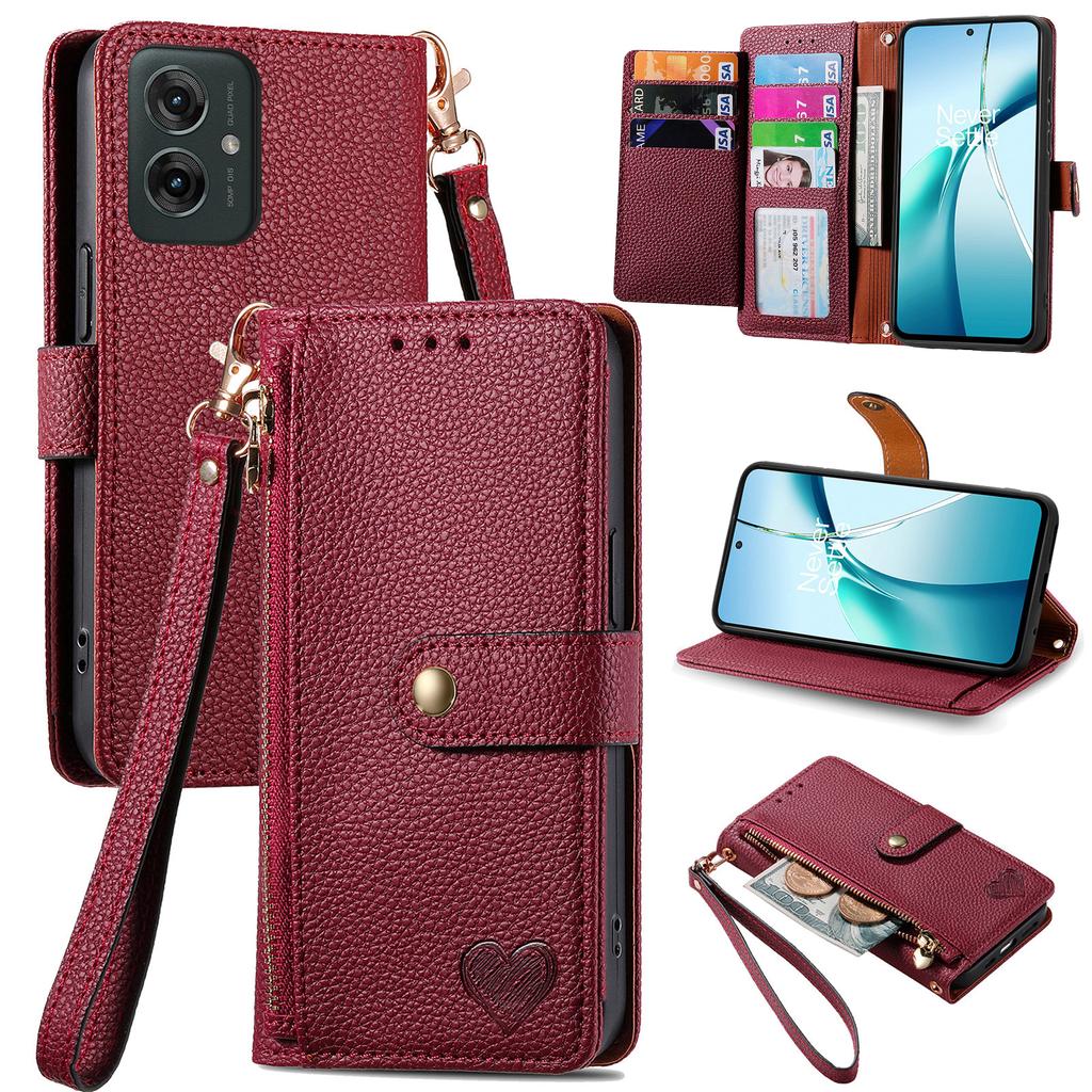For Motorola Moto G55 5G Case RFID Blocking Zipper Pocket Leather Wallet Phone Cover
