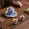 Su's Ceramic Gilded Silver Lotus Pond Clear Fun Bowl Set, Intangible Cultural Heritage Master Zheng Wenqiang's Kung Fu Tea Set Gift Box