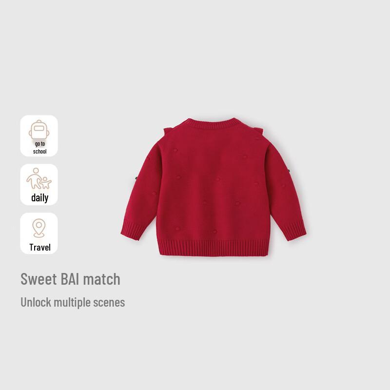 JELLYBABY Girls' Cherry Pattern Pullover Sweater