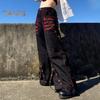 Women Pants High Waist Color Block Wide Leg Casual Trousers Loose Fit Retro Cool Long Pants Streetwear