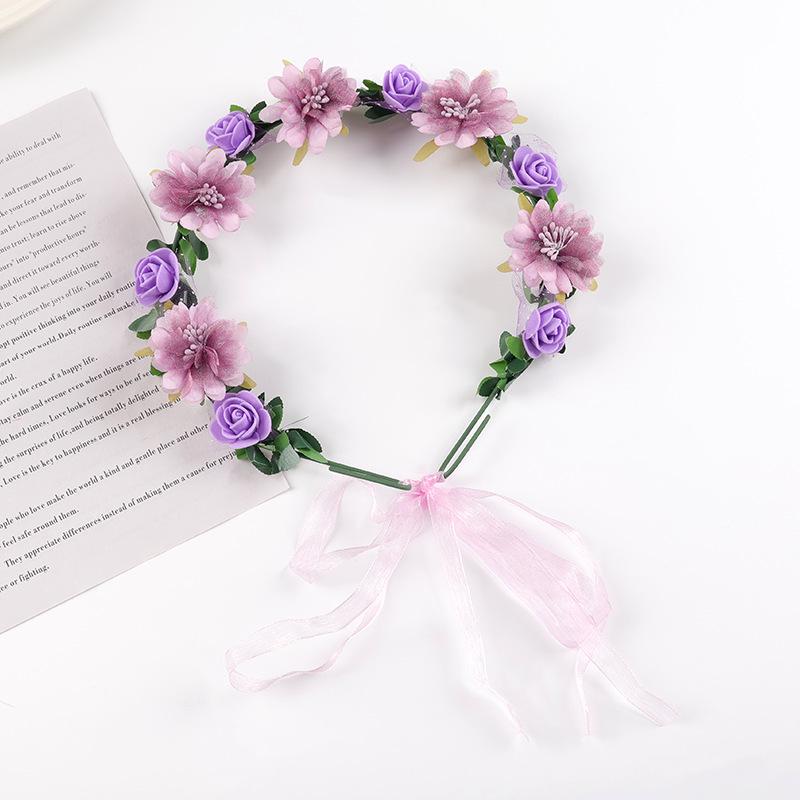 Rose Flower Wreath Headdress for Travel, Vacation, Bride & Bridesmaid