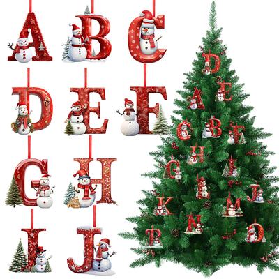 PVC Alphabet Weihnachtsbaumschmuck A bis Z 26 Buchstaben Feiertags-Heimdekoration Anhänger