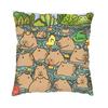 Doodle Plants Capybaras Pillow Case 40X40Cm Living Room Decoration Kawaii Wild Animals Cushions For Sofa Square Pillowcase