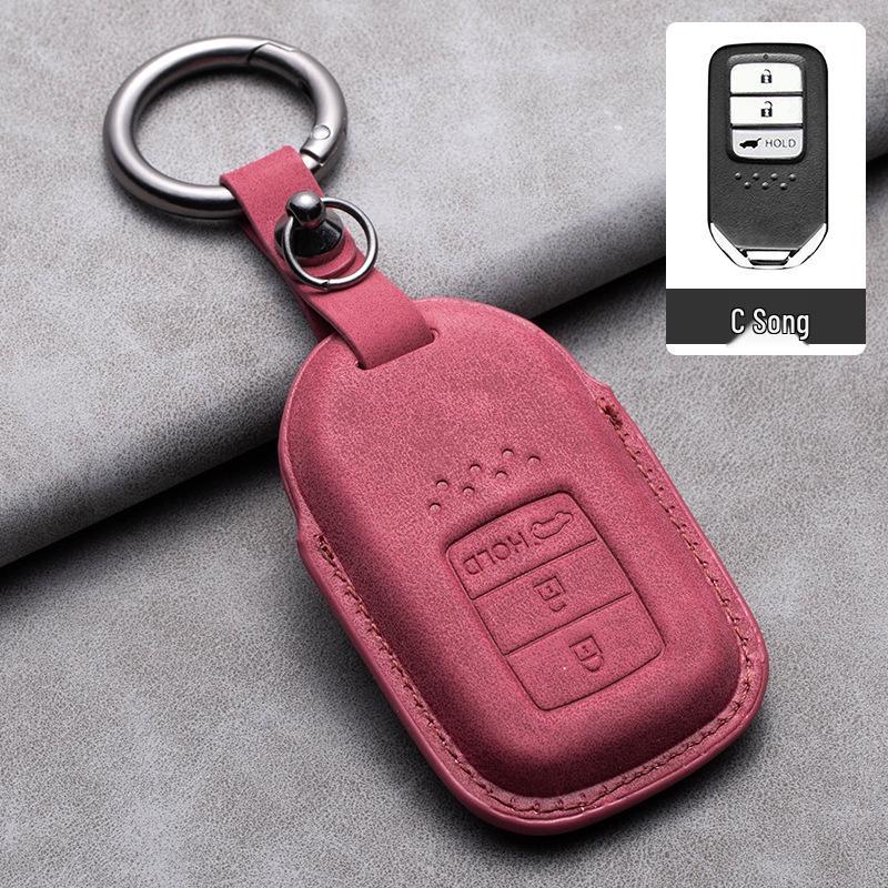 Compatible Leather Key Cover for GAC Toyota CRV, Crown, Accord, Civic, Haoying, and Inspire