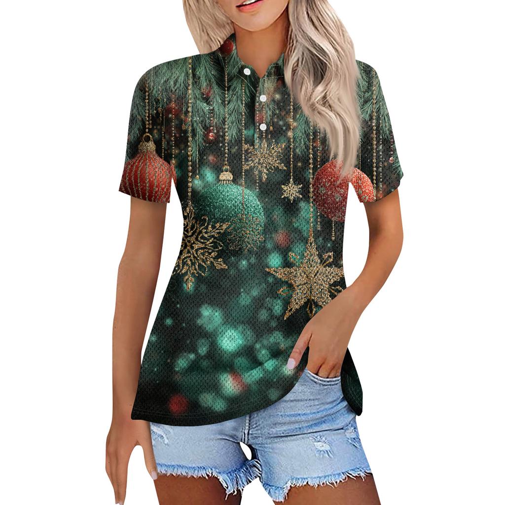 Women's Fashion Casual Lapel Short Sleeve Print Shirt Women's Button Up Tops