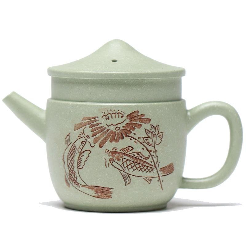 

170ml Aesthetic Yixing Purple Clay Teapots Handmade Old Fisherman Pot Raw Ore Bean Green Mud Kettle Zisha Teaset Cafes Ornaments