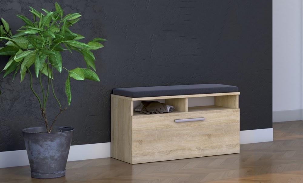Riva Sonoma Oak Shoe Cabinet With Seat And Storage For The Hallway
