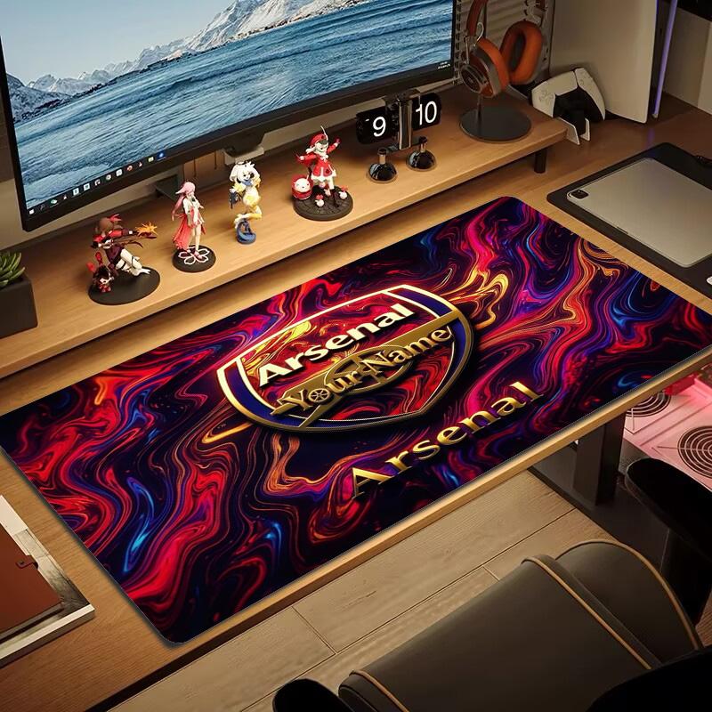 Arsenal F Benutzerdefinierter Name Große Größe Mauspade Große Gaming-Tischunterlage Rutschfest für Laptop Tablet Großes Mauspade XXL Matte Mini-PC-Spielmatte Mit Verriegeltem Rand