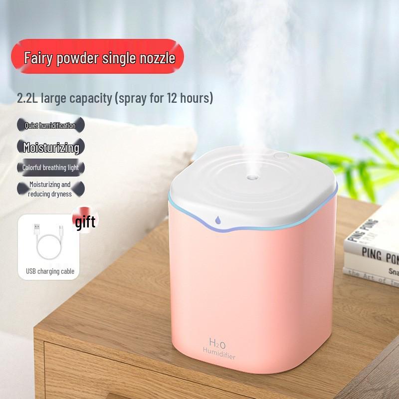 2L Dual-Spray USB Humidifier: Silent, High-Mist, Air Purifying, Desktop Model