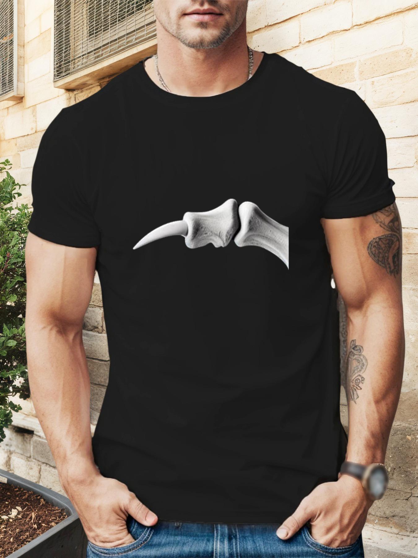 

Finger Bone Graphic Casual T-shirt - Summer Comfort Round Neck Tee XL