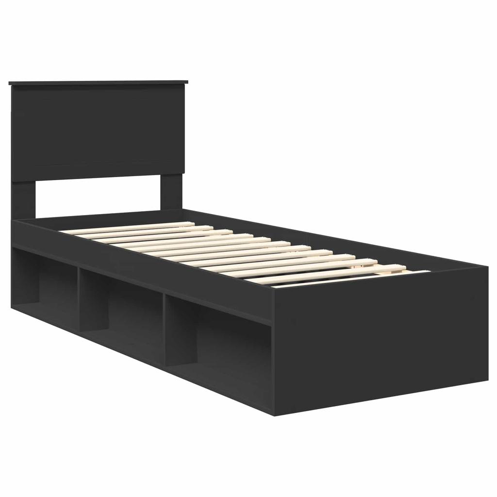 Bed Frame Black 75 X 190 Cm Solid Pine Wood