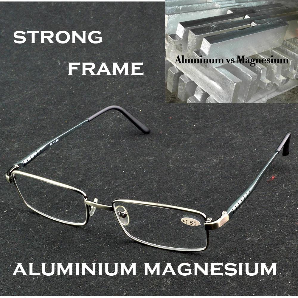 

Durable Design Aluminum Magnesium Alloy Reading Glasses Men Strong Metal Frame Clear Lenses Reading Glasses Women +0.75 to +4 +3.50 сірий