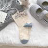 Women's Thin Seamless Cotton Socks - Cartoon Animals & 3D Bow, Mid-Calf Slouch, College Style for Spring & Summer