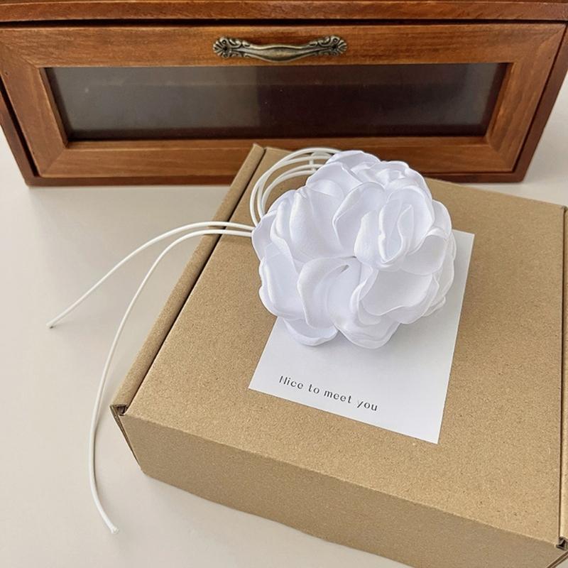 Flower Collar Choker Necklace Soft Fabric Flower Choker Tie Fabric Flower Chokers Cloth Accessories for Women Teen Girls