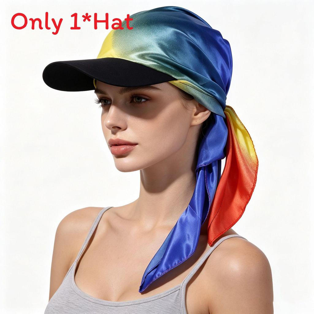 Fashion Print Silk Scarf Headwear With Sun Protection For Outdoor Activities