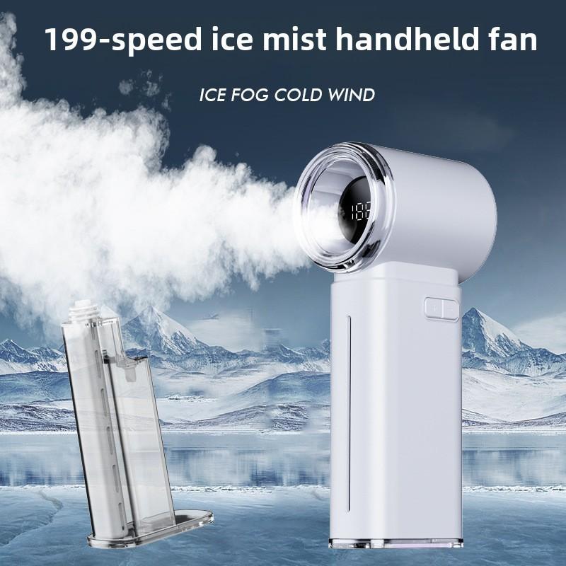 4000mAh 199-Speed Ice Mist Handheld Fan Portable Multifunctional Electric Turbo Fan One-Touch Spray Pocket Fan