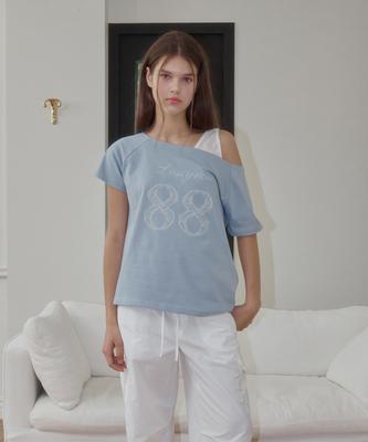 LOSSYROW 88 Lace Off-Shoulder Tee Sora