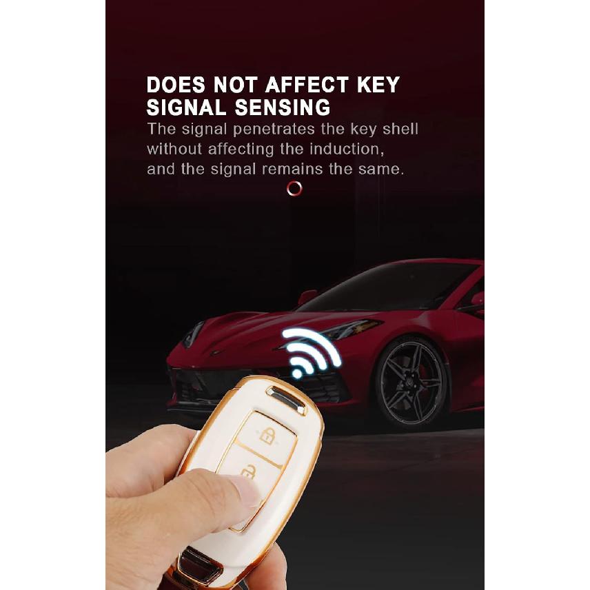 HIBEYO Key Fob Cover for 2018 2019 2020 2021 2022 Hyundai Santa Fe Venue Kona Veloster Palisade Elantra GT Accessories with Keychians Key Case Shell