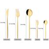 6People Gold Cutlery Set Mirror Stainless Steel Dinnerware Set Knife Cake Fork Tea Spoon Silverware Flatware Party Western Kitchen Tableware