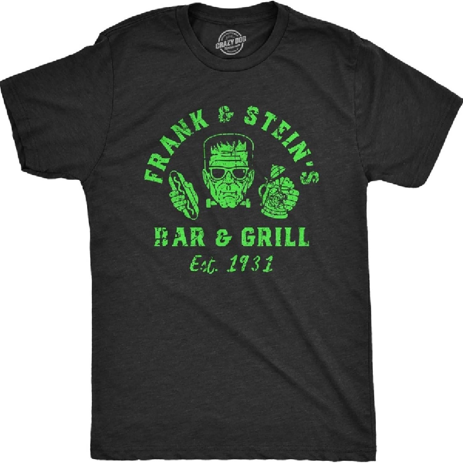 Мужская футболка Frank and Steins Bar and Grill Смешная футболка Франкенштейна на Хэллоуин для парней XXXXXL чёрный