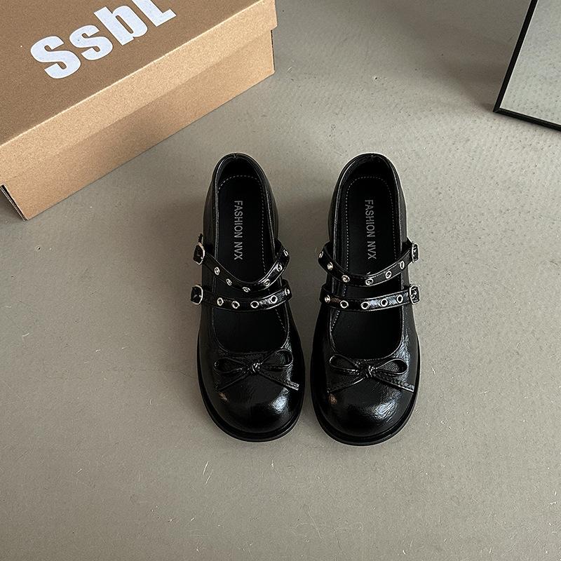 Retro Classic Bow Bag Head Mary Jane Shoes Women's Summer Autumn French New Ballet Style Single Shoes Small Leather Shoes Tide
