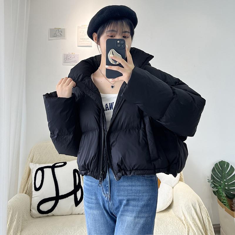 

Removable hat white duck down short down jacket women s 2025 winter fashion loose meat cover hooded bread jacket M чорний