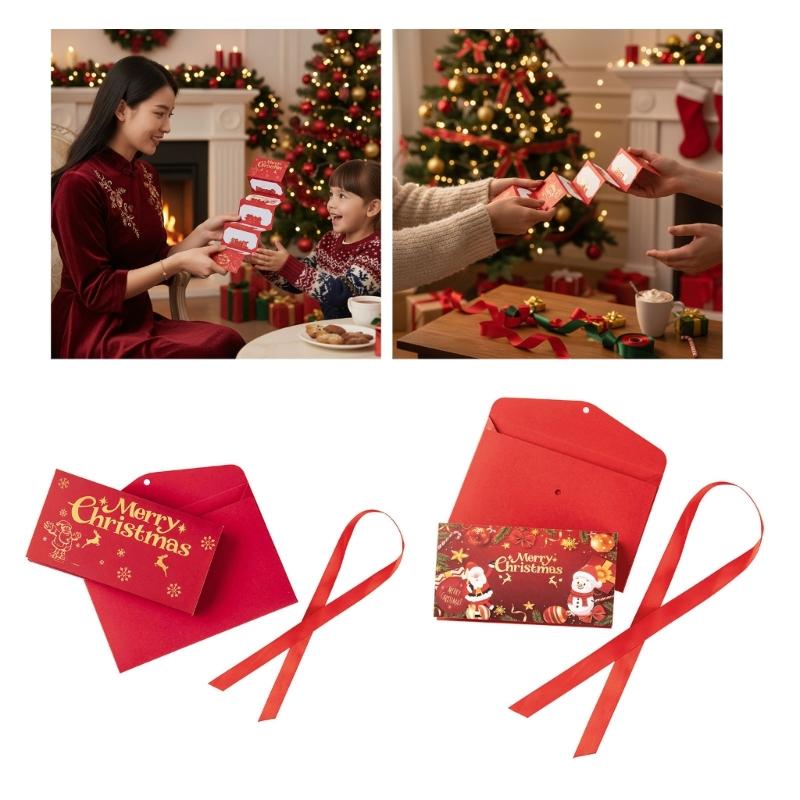 Christmas Cash Gift Card Holder with Envelope 6 Slots Money Holder For Holiday Money Storage And Festival Gift Exchanges