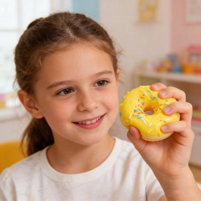 Squeeze Toy Soft Slow Rebound Stress Relief Toy 7cm Realistic Donut Simulation for Kids Adults Desktop Decoration Baking Prop Photo Background