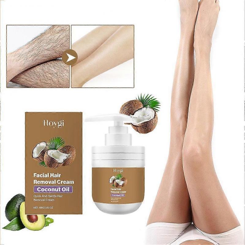 Gentle Hair Removal Cream For Sensitive Skin With Coconut Oil Fast Acting Smooth Hair Remover For All Body Areas Easy Rinse 100g