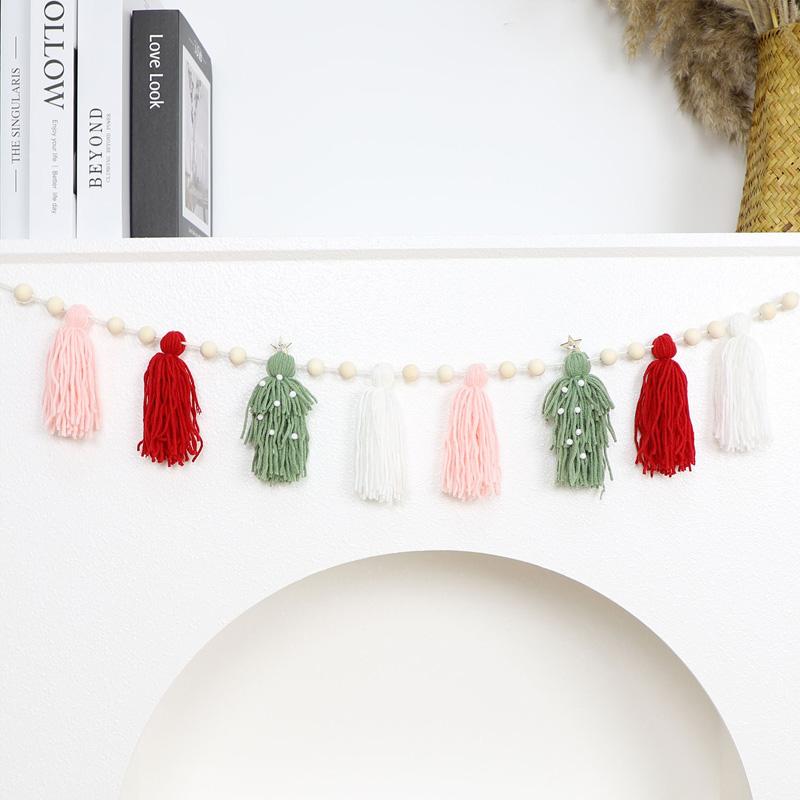 1Pc Colorful Adjustable Nordic Style Pendant Tassel Banner Christmas String