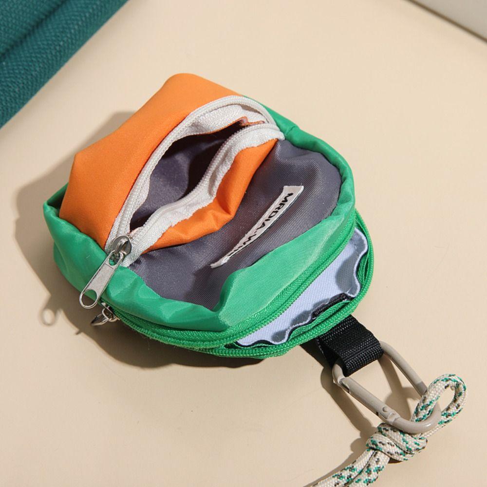 Neck Hanging Coin Purse New Polyester Earphone Storage Bag Mini Wallet Anti-theft Contrasting Color Small Key Bag