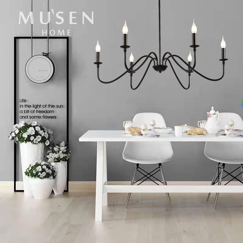 Modern Minimalist Iron Chandelier – Creative Living Room, Restaurant, Bedroom & Study Candle Light Lamp