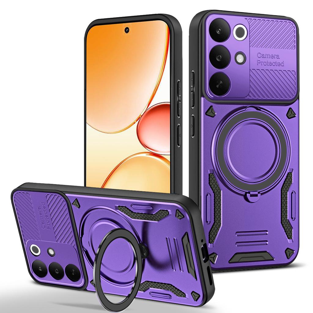 Pro Realme C85 Pro 4G Magnetický kryt Nárazuvzdorný TPU + PC Zadní kryt telefonu s podpěrou