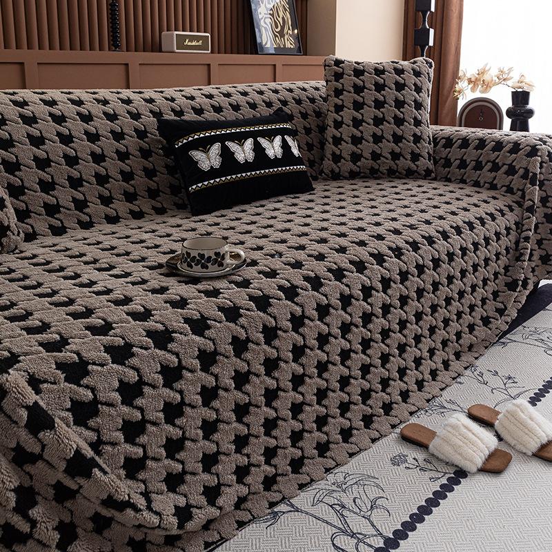 

Sofa cover 2025 new autumn and winter plush a whole full cover sofa towel advanced sense fixed non-slip sofa cushion 45*45cm