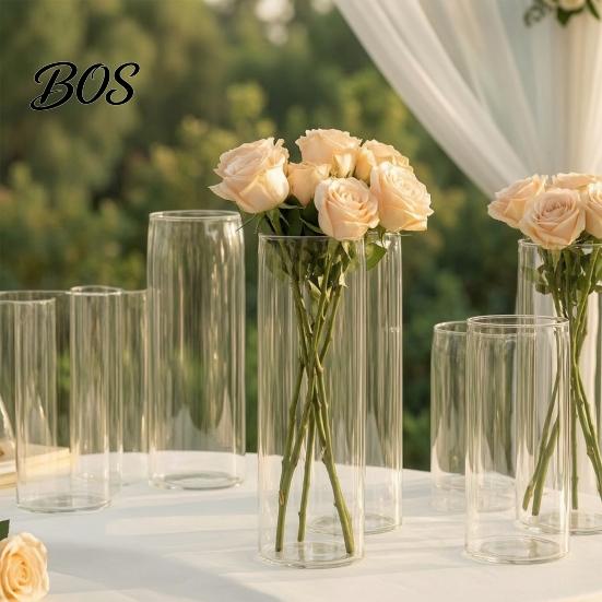 Fashionable Simple Vase Plastic Clear Cylinder Vase, Modern Flower Arrangement Transparent Unbreakable Lightweight Table Centerpiece for Home