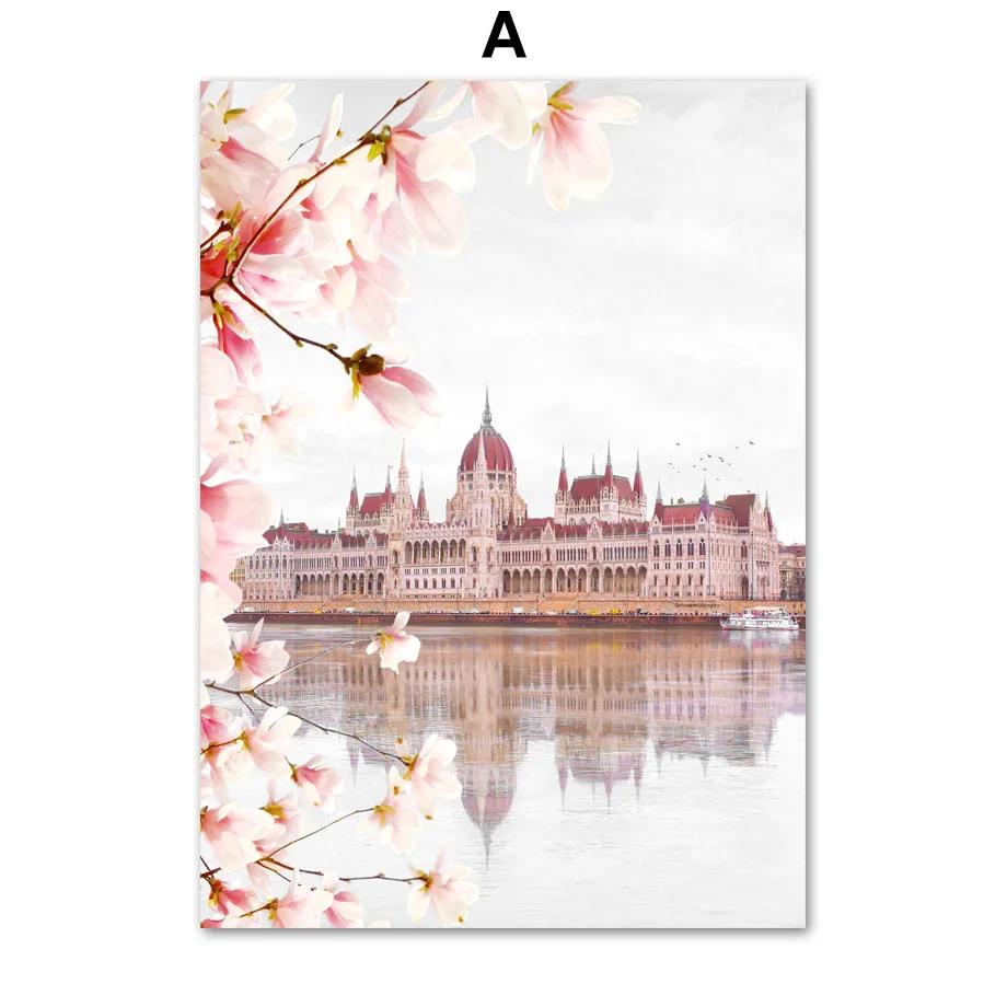 

Рожевий вишневий цвіт Півонія Орхідея Квітка Північні плакати Настінні картини на полотні та принти Настінні картини для домашнього декору спальні 40x60cm No Framed